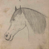 Willis Hutchinson 1883 Double-Sided Drawing: Bird with Banner, Horses, Saw and Hammer
