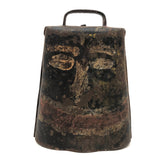 Incredible Folk Art Painted Antique Iron Cow Bell With Cast Iron Clapper