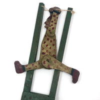 Polka Dot Painted Large Handmade Wooden Clown Acrobat Squeeze Toy