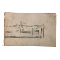 Willis Hutchinson 1883 Double-Sided Drawing: Fox, More Boats and Horses, Flags