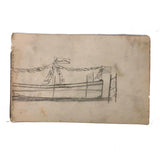 Willis Hutchinson 1883 Double-Sided Drawing: Fox, More Boats and Horses, Flags