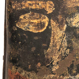 Incredible Folk Art Painted Antique Iron Cow Bell With Cast Iron Clapper