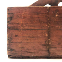 Great Old Handmade Wooden Caddy With Nails Six Compartments