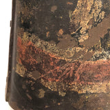 Incredible Folk Art Painted Antique Iron Cow Bell With Cast Iron Clapper