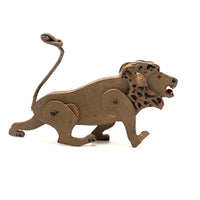 Fantastic Folk Art Lion with Moveable Legs, Long Tail and Bared Teeth!