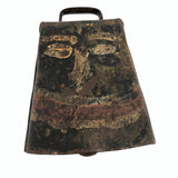 Incredible Folk Art Painted Antique Iron Cow Bell With Cast Iron Clapper