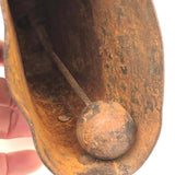 Incredible Folk Art Painted Antique Iron Cow Bell With Cast Iron Clapper