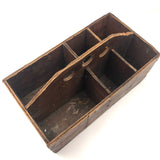 Great Old Handmade Wooden Caddy With Nails Six Compartments