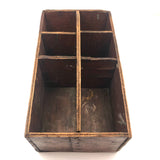 Great Old Handmade Wooden Caddy With Nails Six Compartments