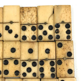 19th C. Handmade Bone and Ebony Dominoes, Complete Double Six Set