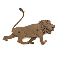 Fantastic Folk Art Lion with Moveable Legs, Long Tail and Bared Teeth!