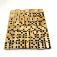 19th C. Handmade Bone and Ebony Dominoes, Complete Double Six Set