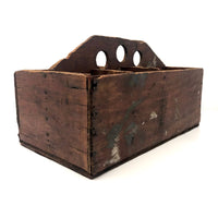 Great Old Handmade Wooden Caddy With Nails Six Compartments
