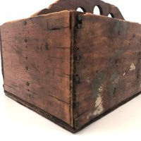 Great Old Handmade Wooden Caddy With Nails Six Compartments