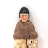 Beautiful Small Labrador Inuit Carved Doll in Seal Skin Parka and Pants