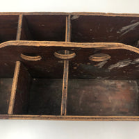 Great Old Handmade Wooden Caddy With Nails Six Compartments