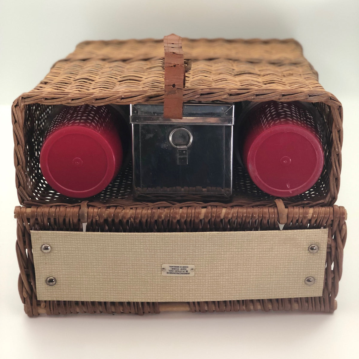Vintage 1940s Abercrombie and Fitch Picnic Basket Set, Made in England