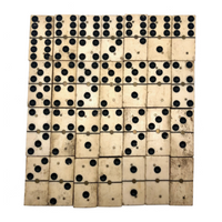 Beautiful Antique Bone and Ebony Dominoes with Brass Pins- Complete Set
