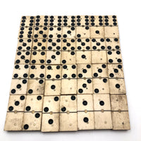 Beautiful Antique Bone and Ebony Dominoes with Brass Pins- Complete Set