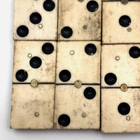 Beautiful Antique Bone and Ebony Dominoes with Brass Pins- Complete Set