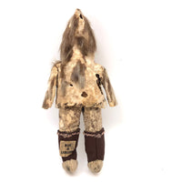 Beautiful Small Labrador Inuit Carved Doll in Seal Skin Parka and Pants