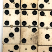 Beautiful Antique Bone and Ebony Dominoes with Brass Pins- Complete Set