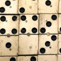 Beautiful Antique Bone and Ebony Dominoes with Brass Pins- Complete Set
