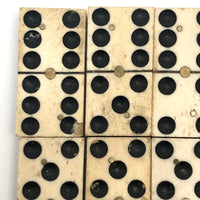Beautiful Antique Bone and Ebony Dominoes with Brass Pins- Complete Set