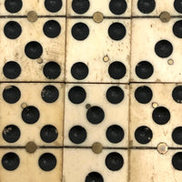 Beautiful Antique Bone and Ebony Dominoes with Brass Pins- Complete Set
