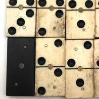 Beautiful Antique Bone and Ebony Dominoes with Brass Pins- Complete Set