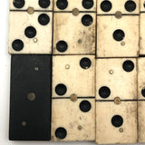 Beautiful Antique Bone and Ebony Dominoes with Brass Pins- Complete Set