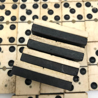 Beautiful Antique Bone and Ebony Dominoes with Brass Pins- Complete Set