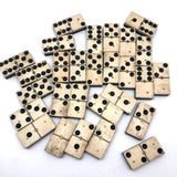 Beautiful Antique Bone and Ebony Dominoes with Brass Pins- Complete Set