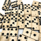 Beautiful Antique Bone and Ebony Dominoes with Brass Pins- Complete Set