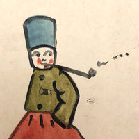 Dutch Boy Smoking Pipe, Hand-drawn Watercolor Postcard, 1924