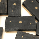 Beautiful Antique Bone and Ebony Dominoes with Brass Pins- Complete Set