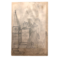 Mourning Sailor Antique Pencil Drawing, Conneautville, Pennsylvania