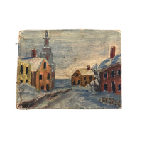 SOLD Old Miniature Painting of Snowy Erzgebirge-Looking Village