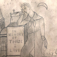 Mourning Sailor Antique Pencil Drawing, Conneautville, Pennsylvania