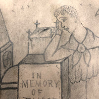 Mourning Sailor Antique Pencil Drawing, Conneautville, Pennsylvania