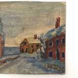 SOLD Old Miniature Painting of Snowy Erzgebirge-Looking Village