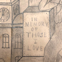 Mourning Sailor Antique Pencil Drawing, Conneautville, Pennsylvania