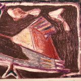 Wonderful 1950 Pencil Signed Mixed Media Print “Bird” by Harold Zussin