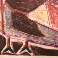 Wonderful 1950 Pencil Signed Mixed Media Print “Bird” by Harold Zussin