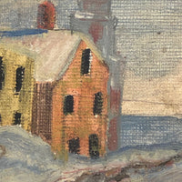 SOLD Old Miniature Painting of Snowy Erzgebirge-Looking Village