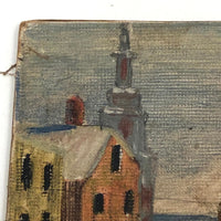 SOLD Old Miniature Painting of Snowy Erzgebirge-Looking Village