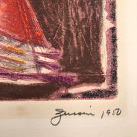 Wonderful 1950 Pencil Signed Mixed Media Print “Bird” by Harold Zussin