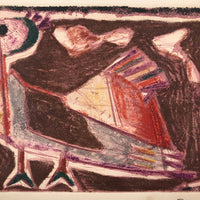 Wonderful 1950 Pencil Signed Mixed Media Print “Bird” by Harold Zussin