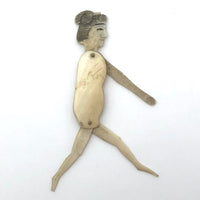Tiny Antique Japanese Carved Bone Articulated Doll