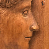 Lovely Late 19th C. Relief Carved Portrait of Young Woman with Drop Earrings